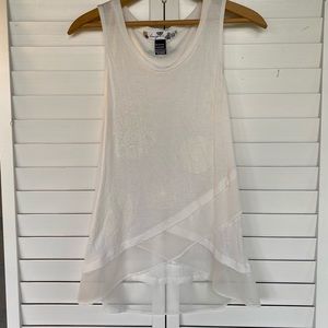 Desigual white tank top high low size xs